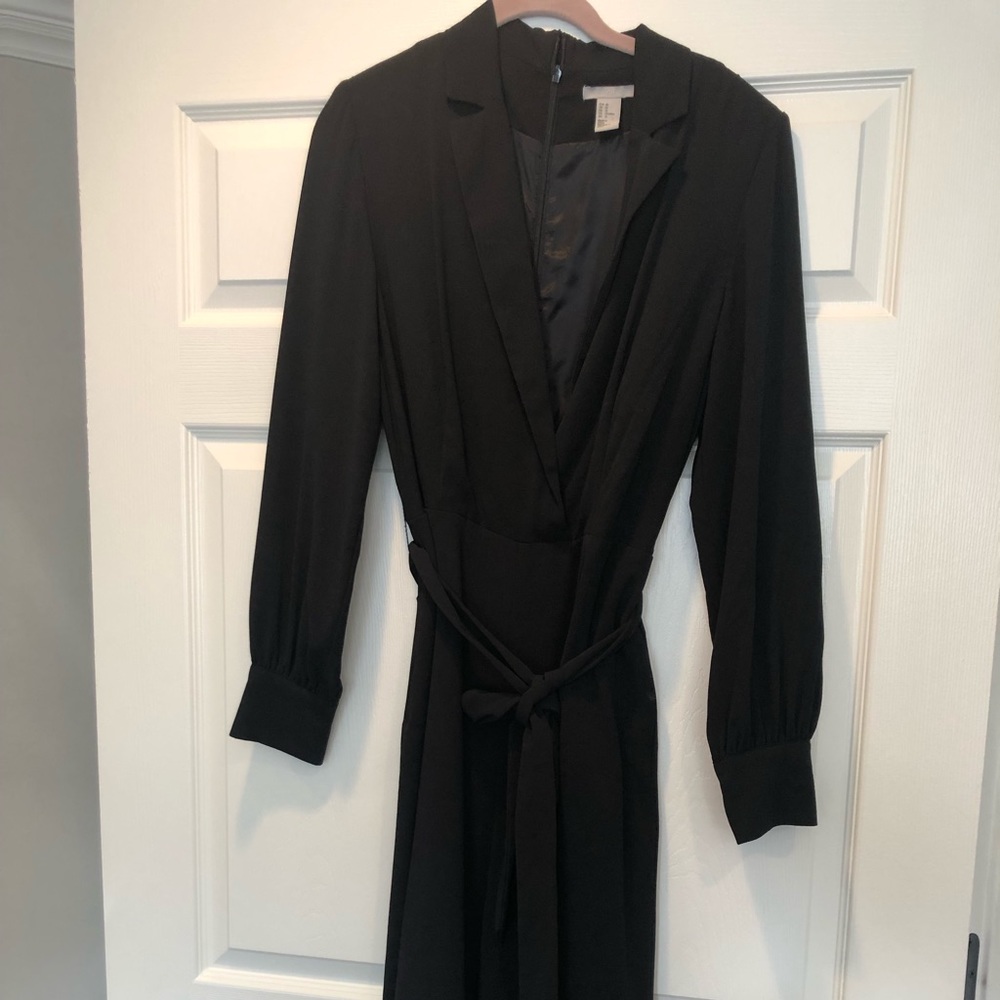 Black blouse style jumpsuit.